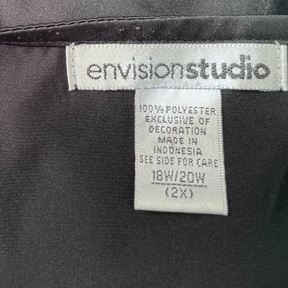 Envision Studio Top Plus Size 2X Lace Trimmed Satin Babydoll Dark Romantic Goth - Picture 6 of 11